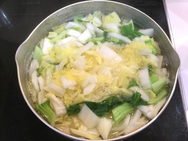 白菜と小松菜の柚子マヨおひたし手順1