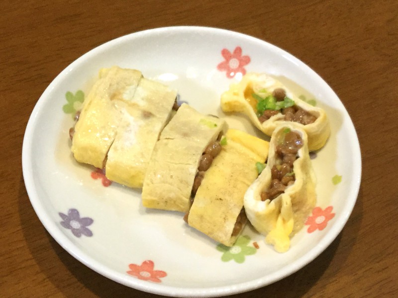 納豆とネギの卵焼き