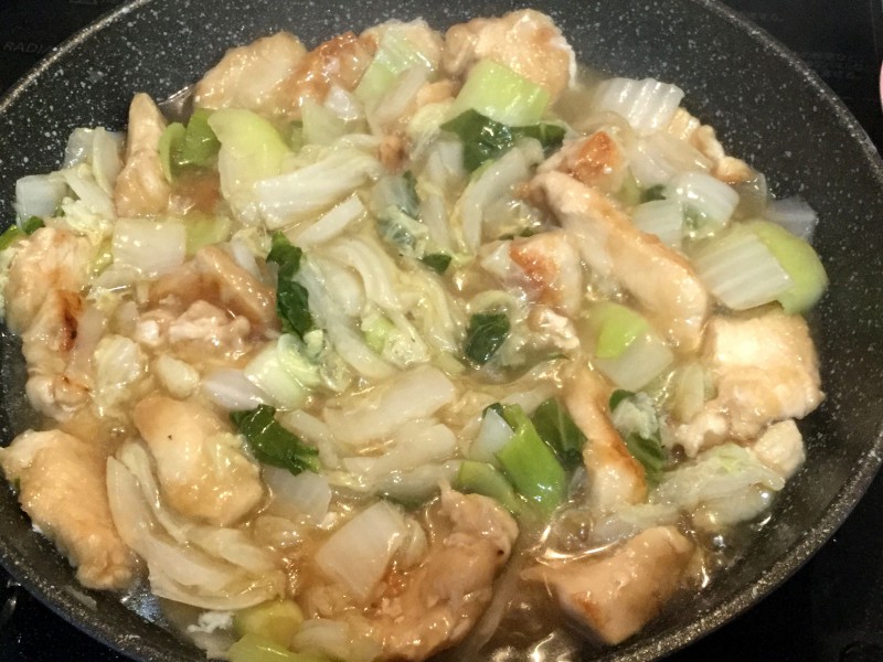 中華風！白菜とチンゲンサイと鶏肉のあんかけ手順4