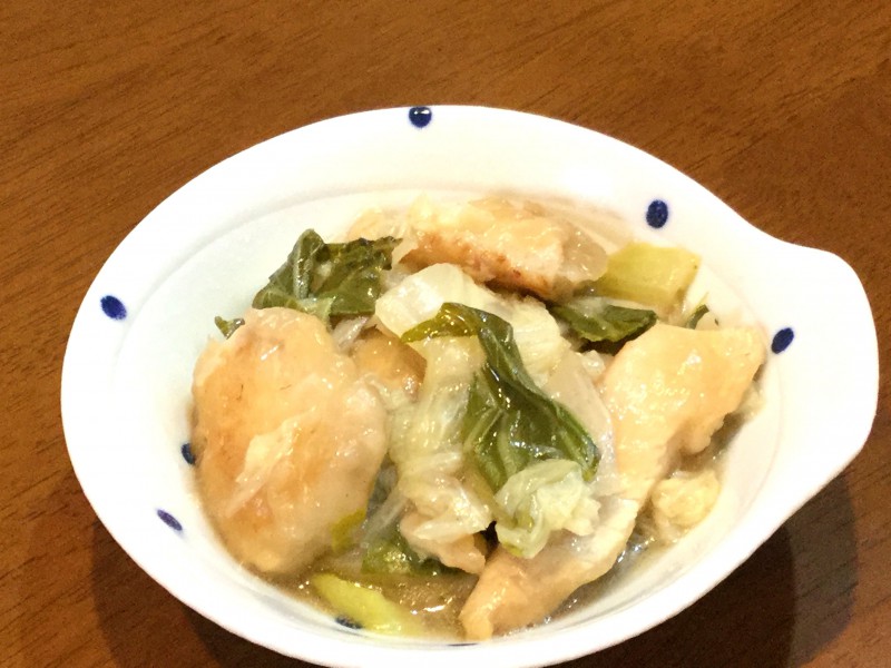 中華風！白菜とチンゲンサイと鶏肉のあんかけ